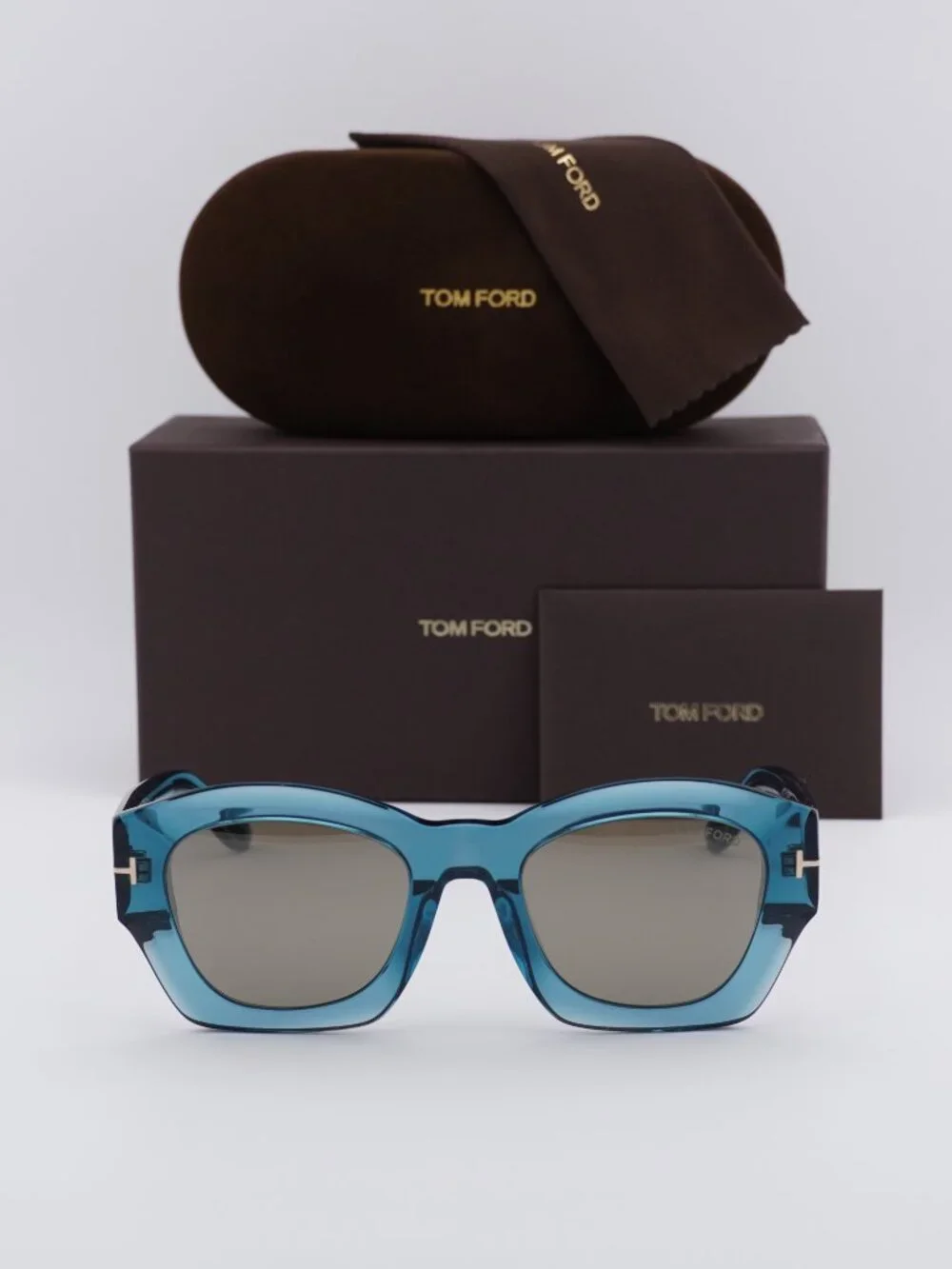 Tom Ford Guilliana FT1083 90L Square Sunglasses - Shiny Blue/Roviex Mirror